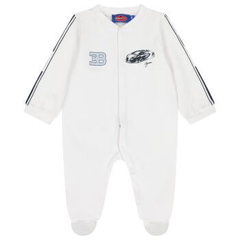 Baby Boys White Logo Babygrow