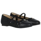 Girls Black Embellished Sequin Shoes, 1, hi-res