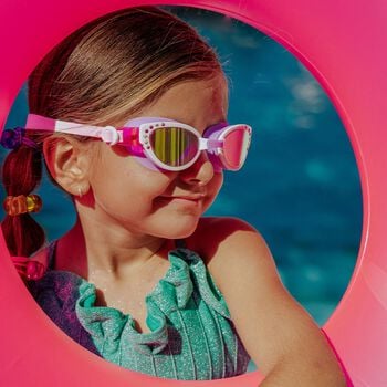 Girls White & Purple Cat Eye Swimming Goggles
