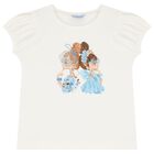 Girls White Puff-Sleeve T-Shirt, 3, hi-res