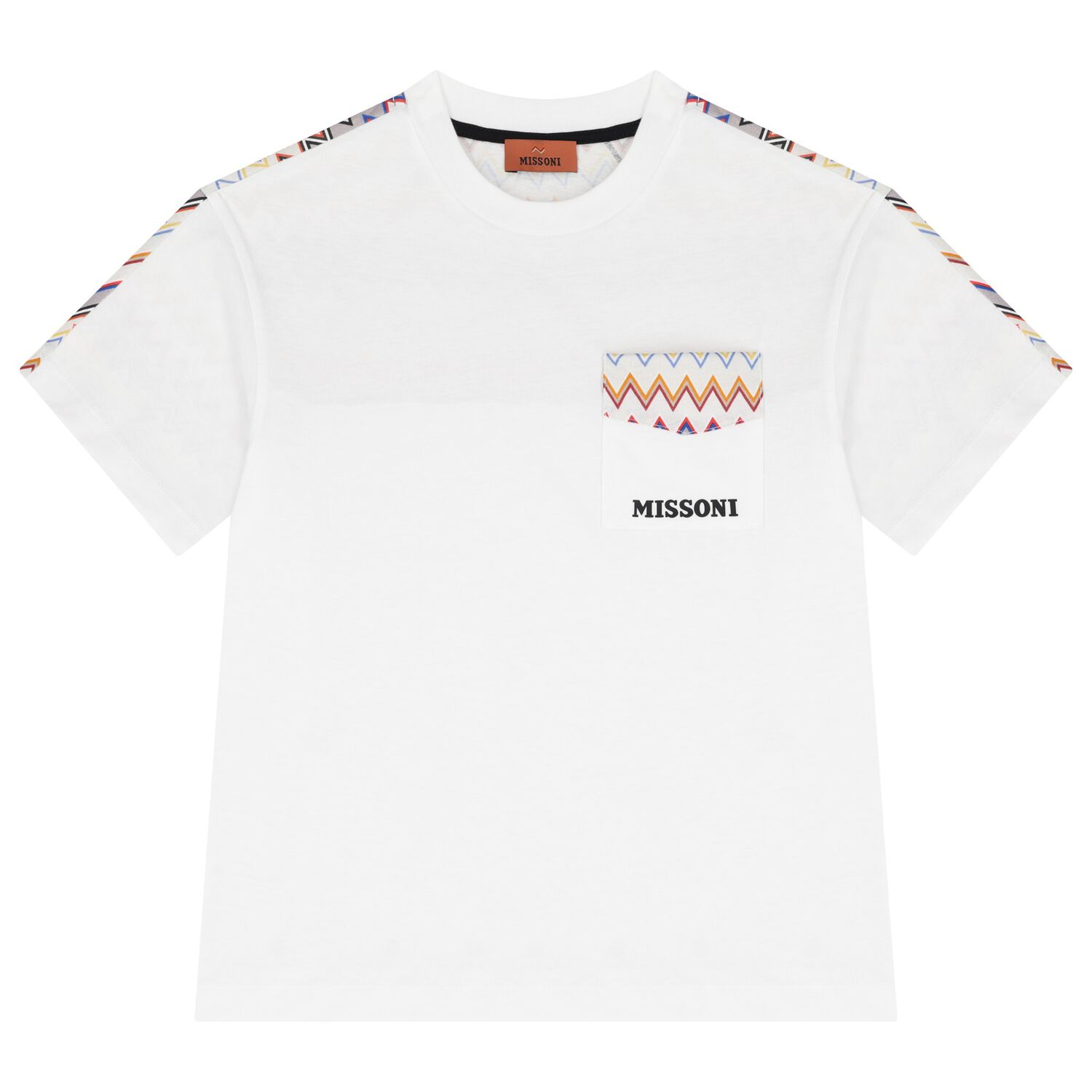 Boys White Zigzag T-Shirt, 1, hi-res