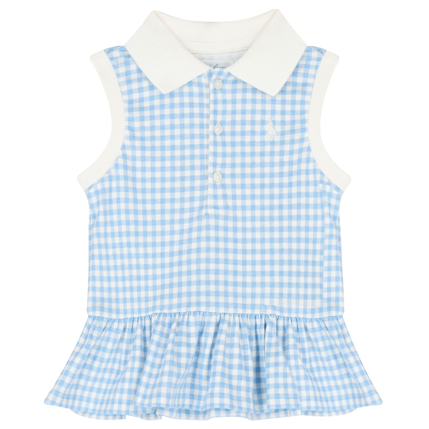 Baby Girls Blue Gingham Shorts & Hat Set, 1, hi-res