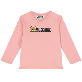 Pink Teddy Bear Logo Long Sleeve Top