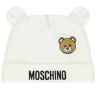 Ivory Teddy Bear Logo Hat & Bib Baby Gift Set, 1, hi-res