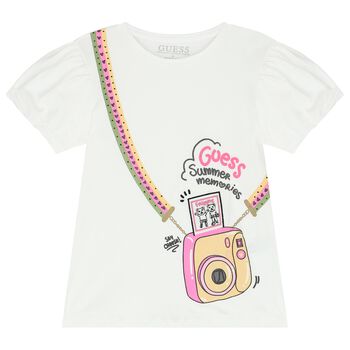 Girls White Camera T-Shirt