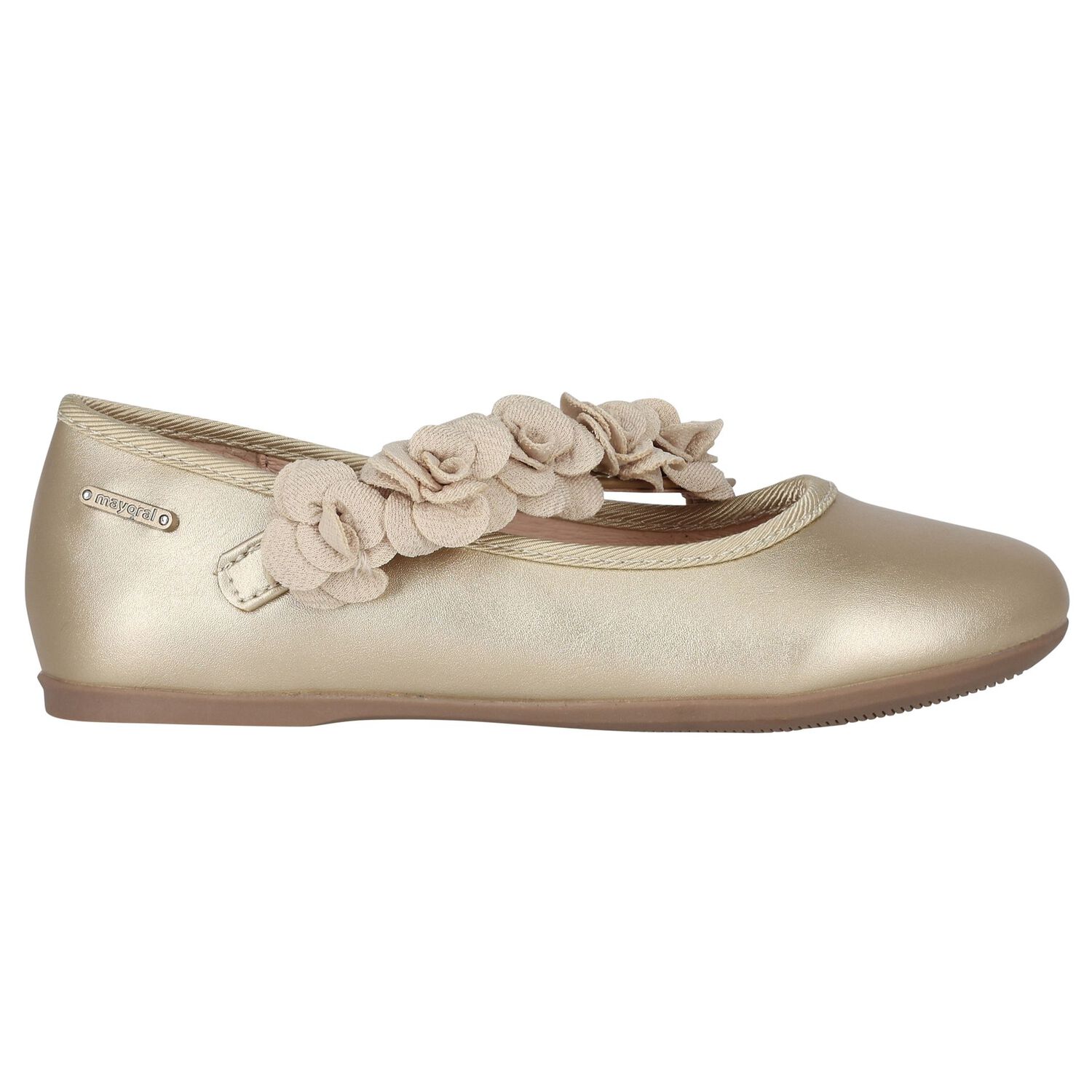 Girls Gold Floral Shoes, 1, hi-res image number null
