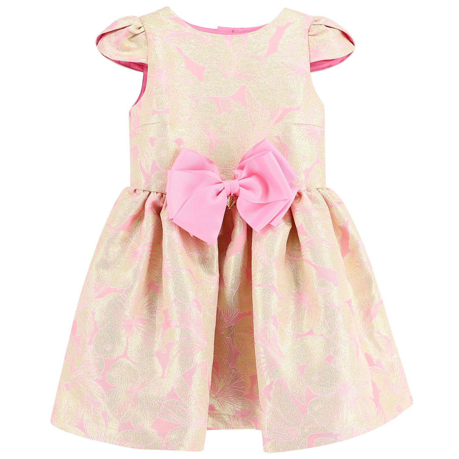 Girls Pink Jacquard Dress, 1, hi-res