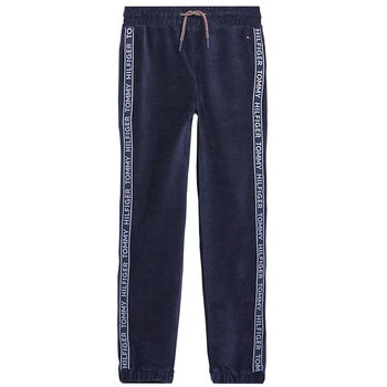 Girls Navy Logo Joggers