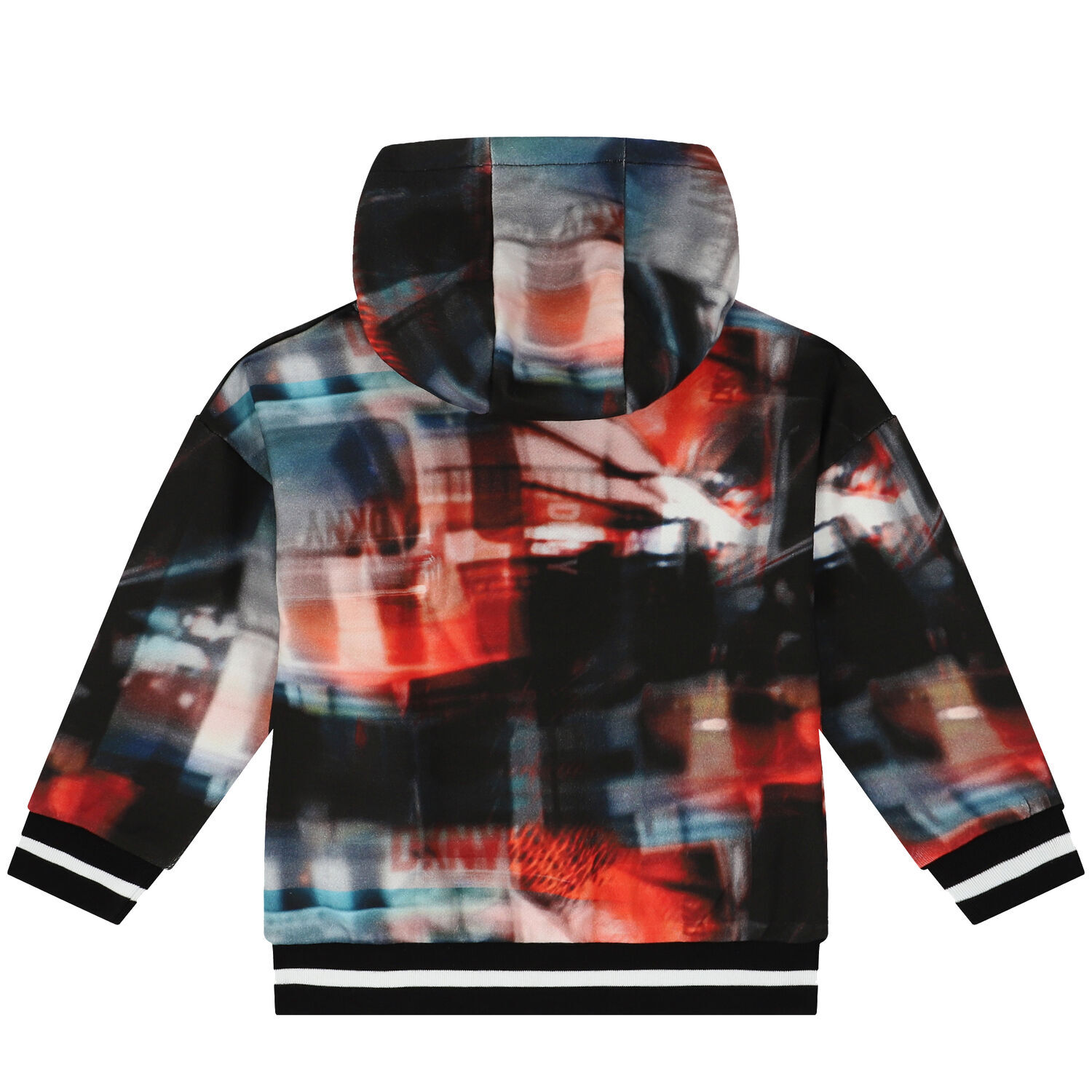 Boys Black, Red & Blue Logo Hooded Zip Up Top, 1, hi-res image number null