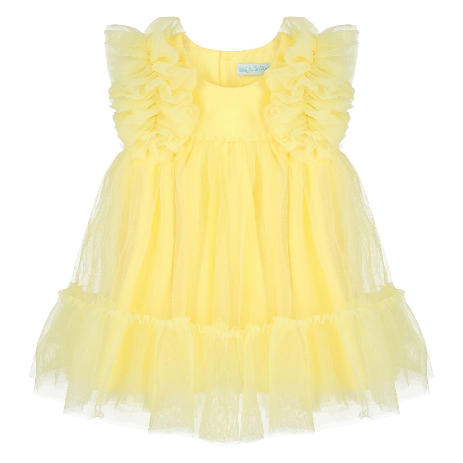 Younger Girls Yellow Ruffled Tulle Dress, 2, hi-res image number null
