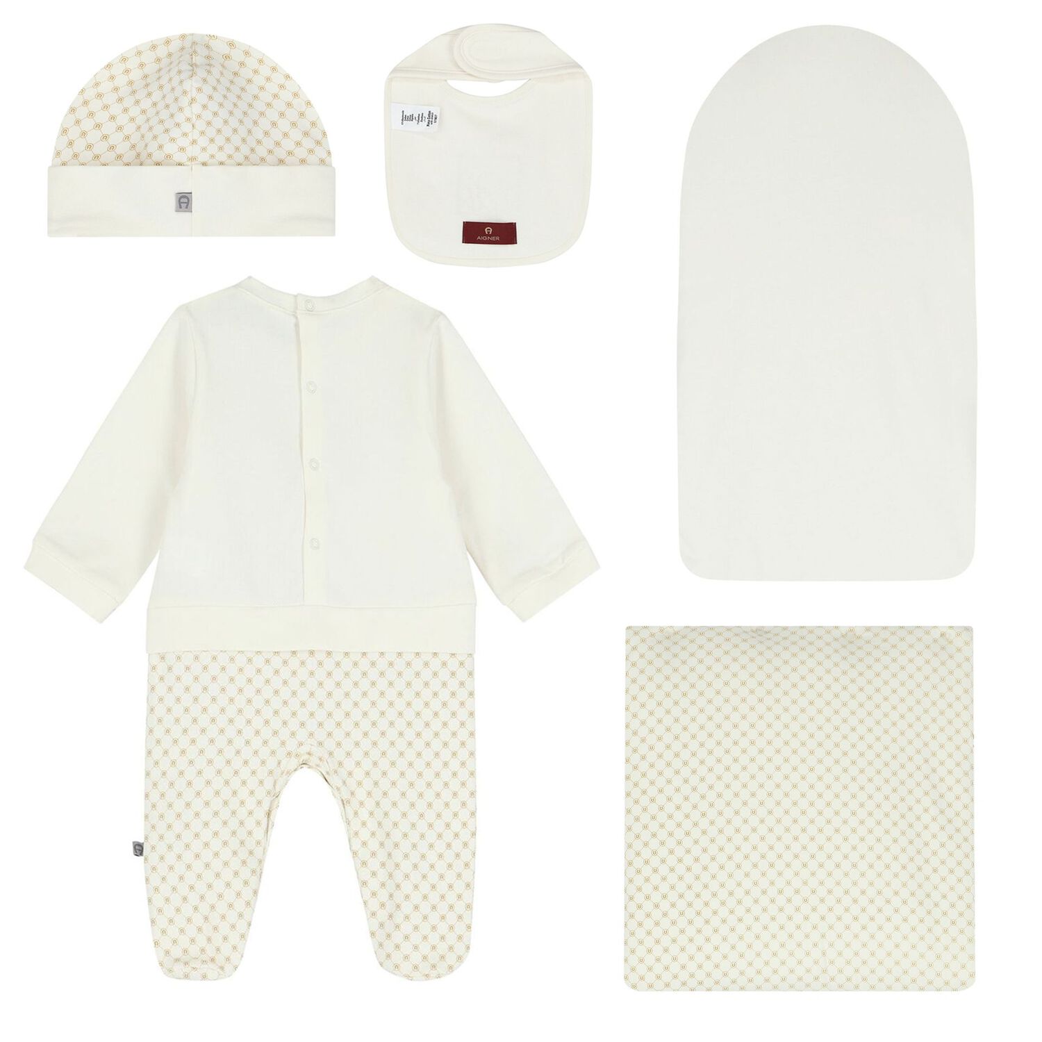 Ivory & Gold Logo Babygrow Set, 1, hi-res image number null