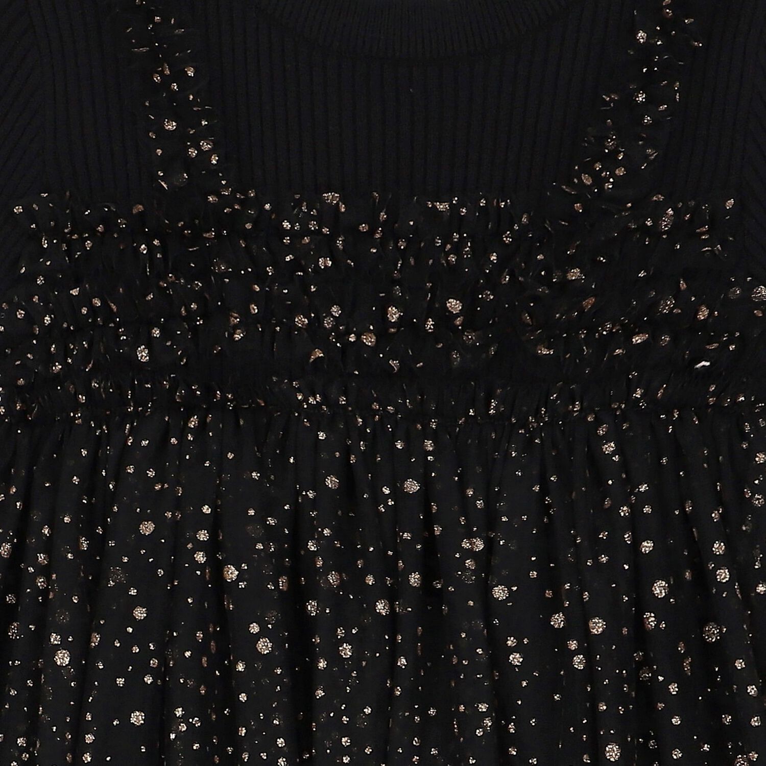Girls Black Tulle Knitted Dress, 2, hi-res image number null