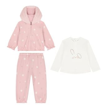 Baby Girls Pink & Ivory Bunny Tracksuit ( 3 Piece )