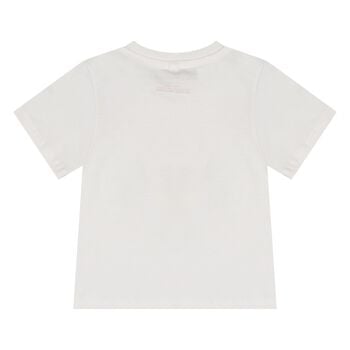 Younger Boys White Robot Logo T-Shirt