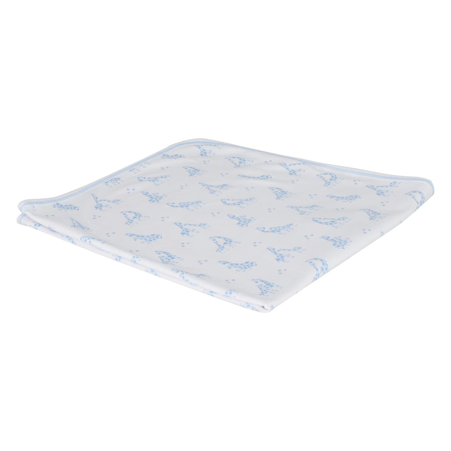 Baby Boys White & Blue Giraffe Blanket, 1, hi-res