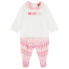 Baby Girls White & Pink Logo Zig Zag Babygrow Gift Set, 1, hi-res
