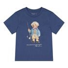 Baby Boys Navy Blue Fishing Polo Bear Shorts Set, 1, hi-res