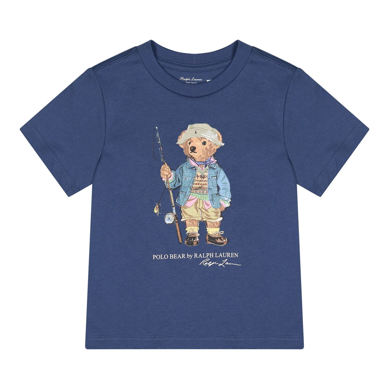 Baby Boys Navy Blue Fishing Polo Bear Shorts Set, 1, hi-res