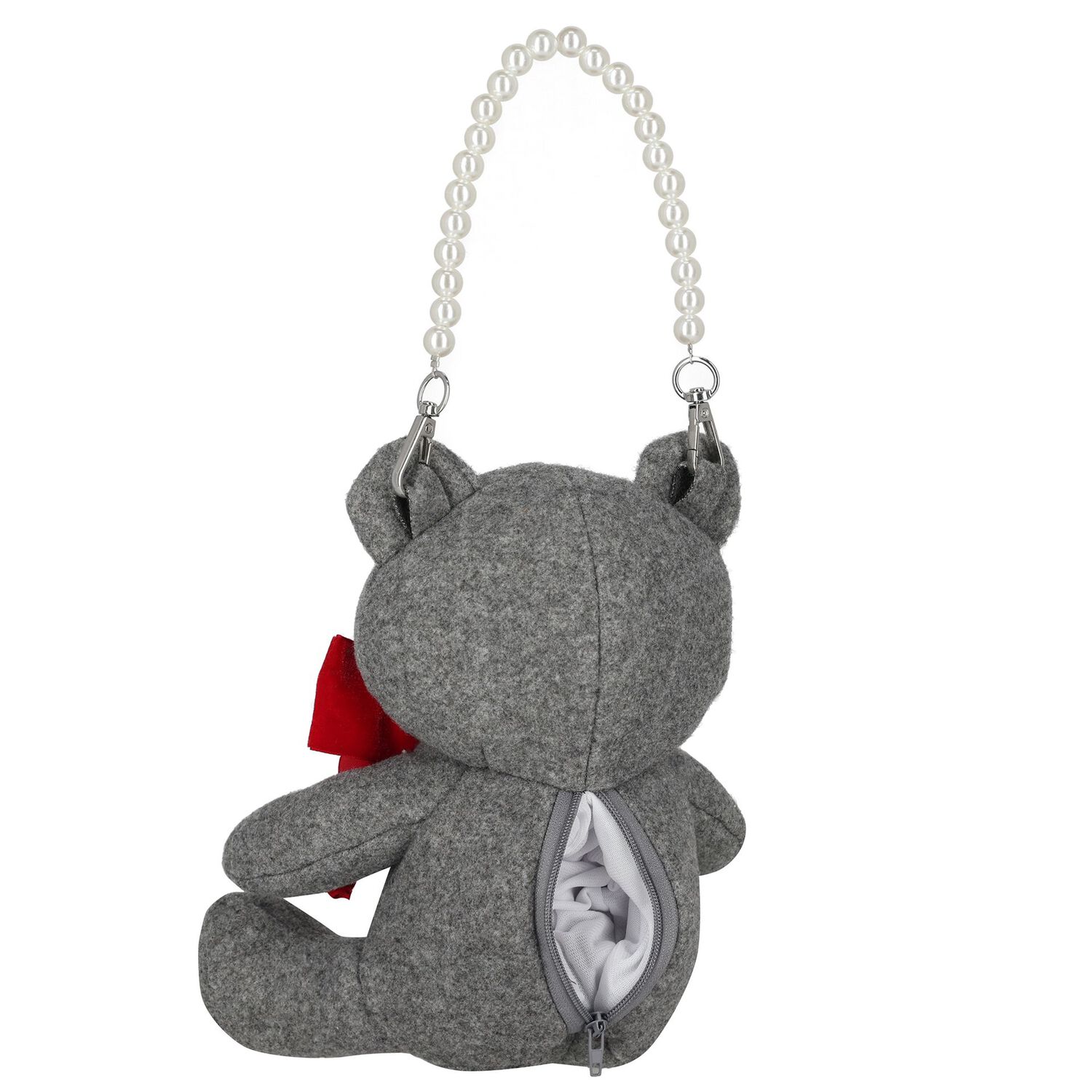 Girls Grey Teddy Bear Handbag ( 21cm ), 1, hi-res