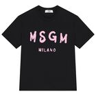 Girls Black Logo T-Shirt, 4, hi-res