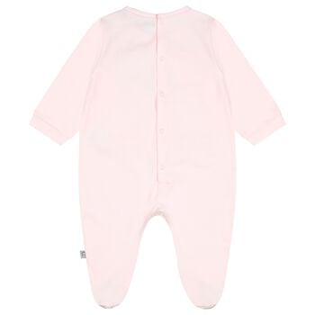Baby Girls Pink & Gold Logo Babygrow