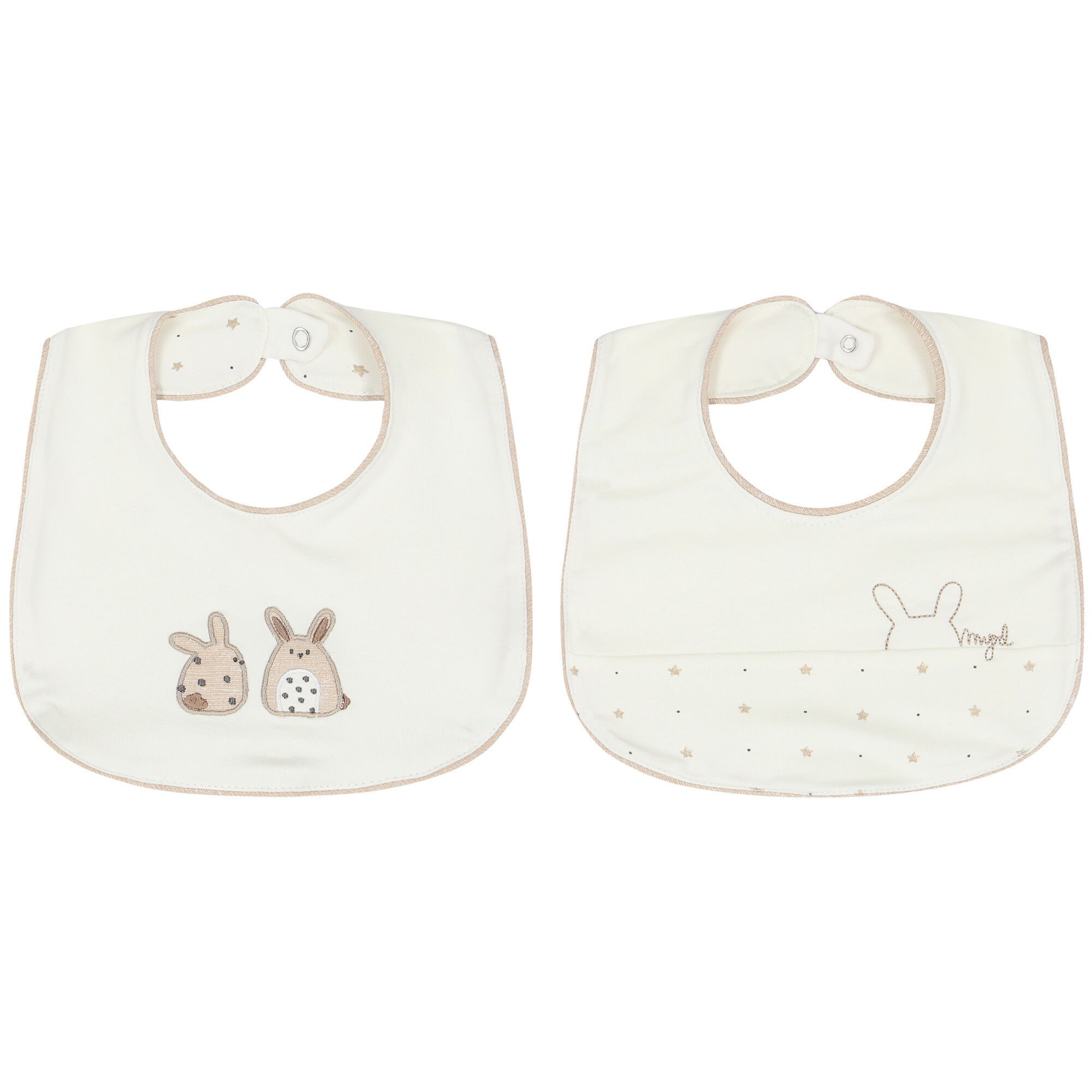 Mayoral Ivory Bunny Baby Bibs 2 Pack Junior Couture