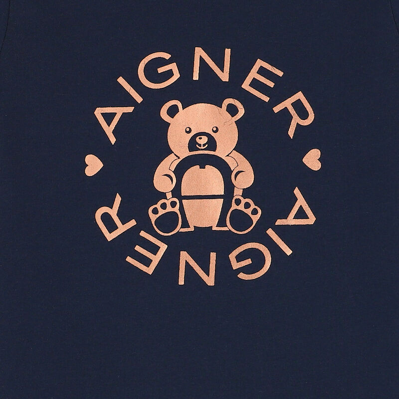 Girls Navy Bear Logo T-Shirt, 2, hi-res image number null