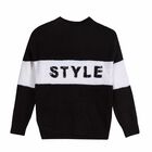 كنزة باللون الاسود والابيض للبنات, 2, hi-res