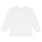 Girls White Crystal Logo Long Sleeve Top, 2, hi-res