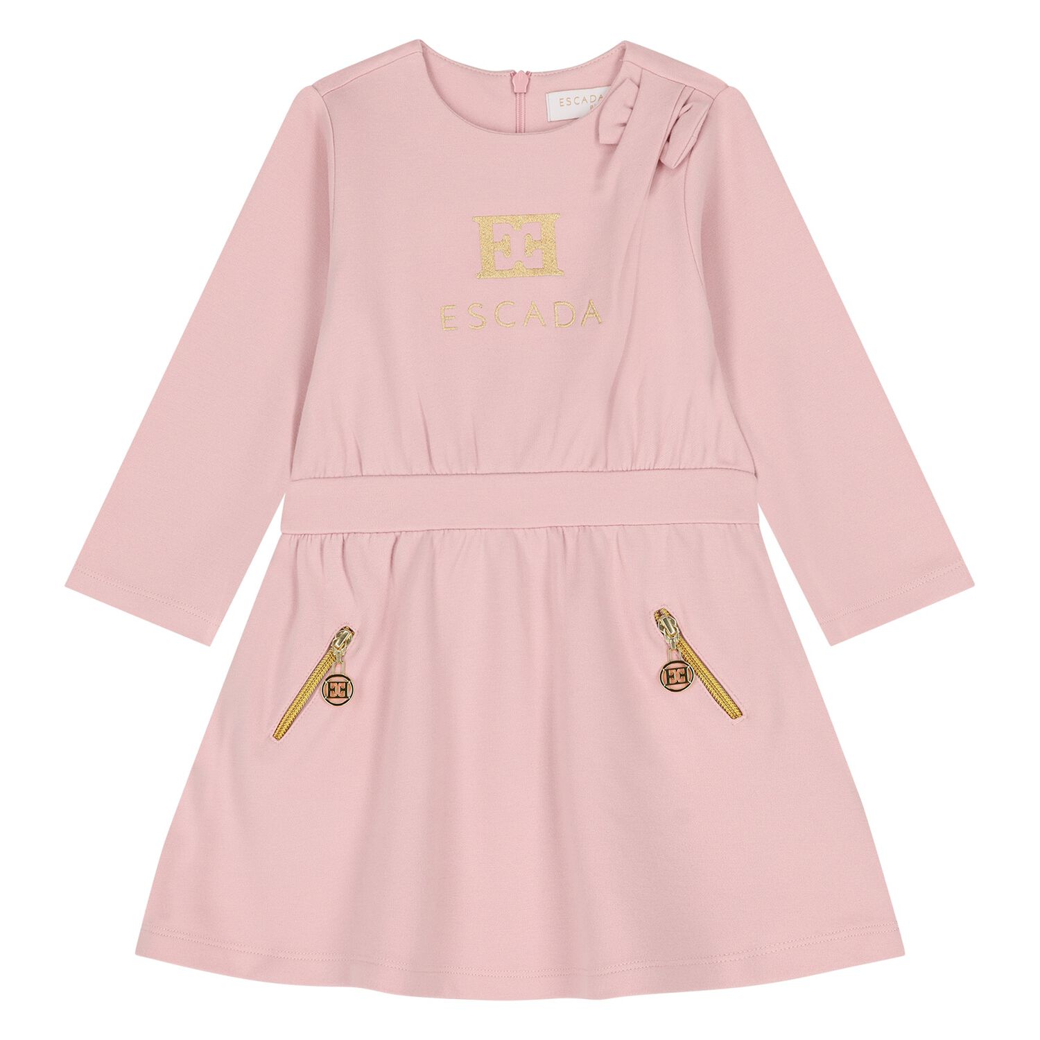 Younger Girls Pink & Gold Logo Dress, 2, hi-res