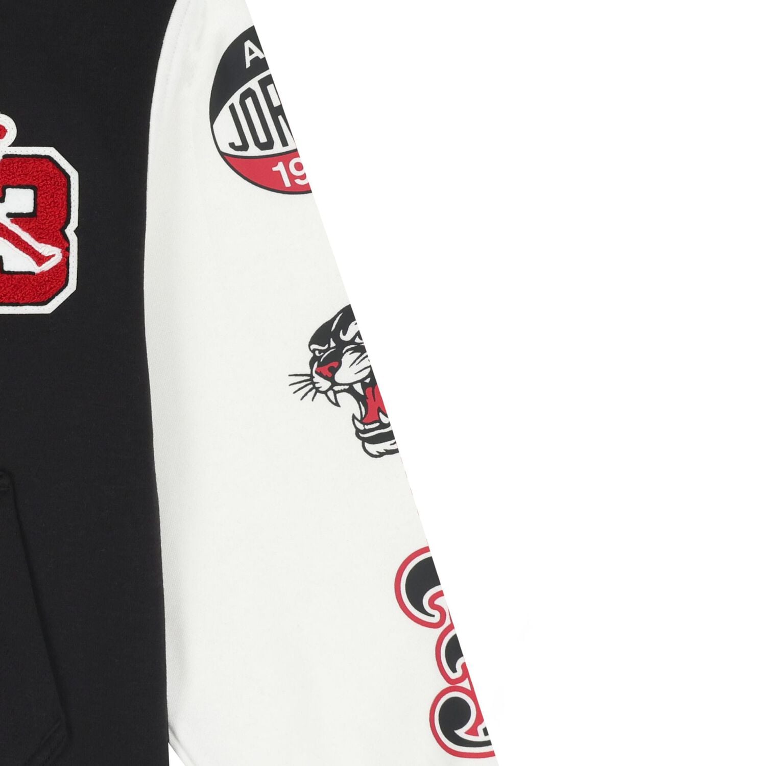 Boys Black & White Jordan Hooded Top, 1, hi-res