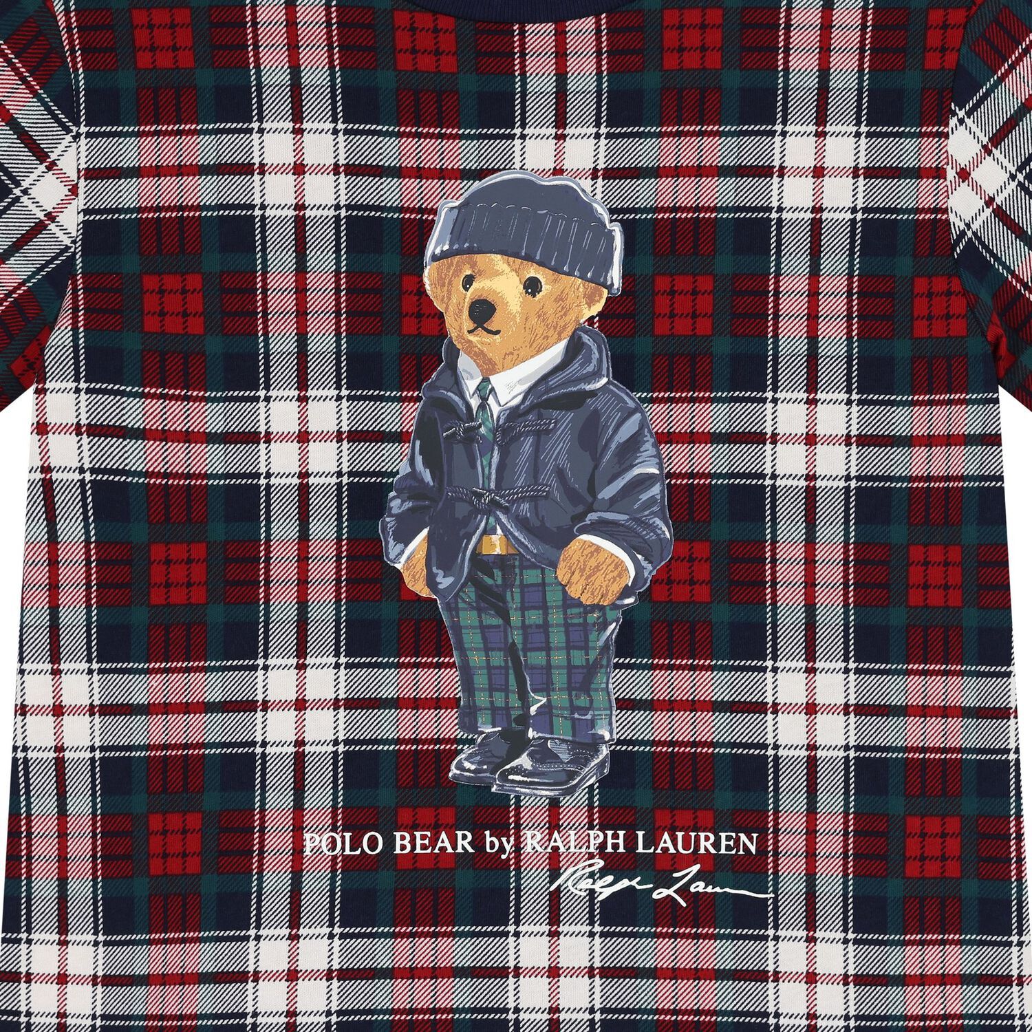 Boys Red & Navy Blue Logo Tartan T-Shirt, 1, hi-res
