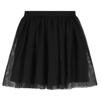 Girls Black Logo Mesh Skirt