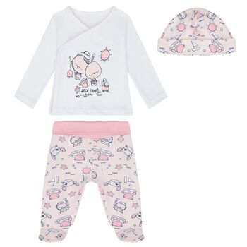 Baby Girls White & Pink Babygrow Gift Set