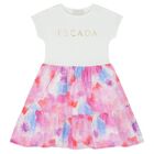 Girls White & Pink Logo Dress, 1, hi-res