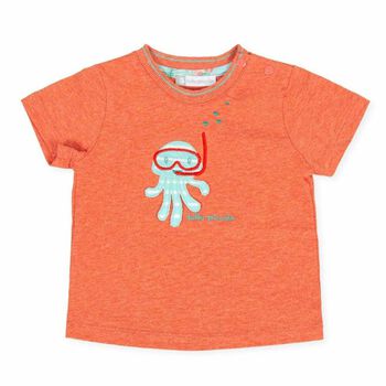 Boys Orange Embroidered T-Shirt