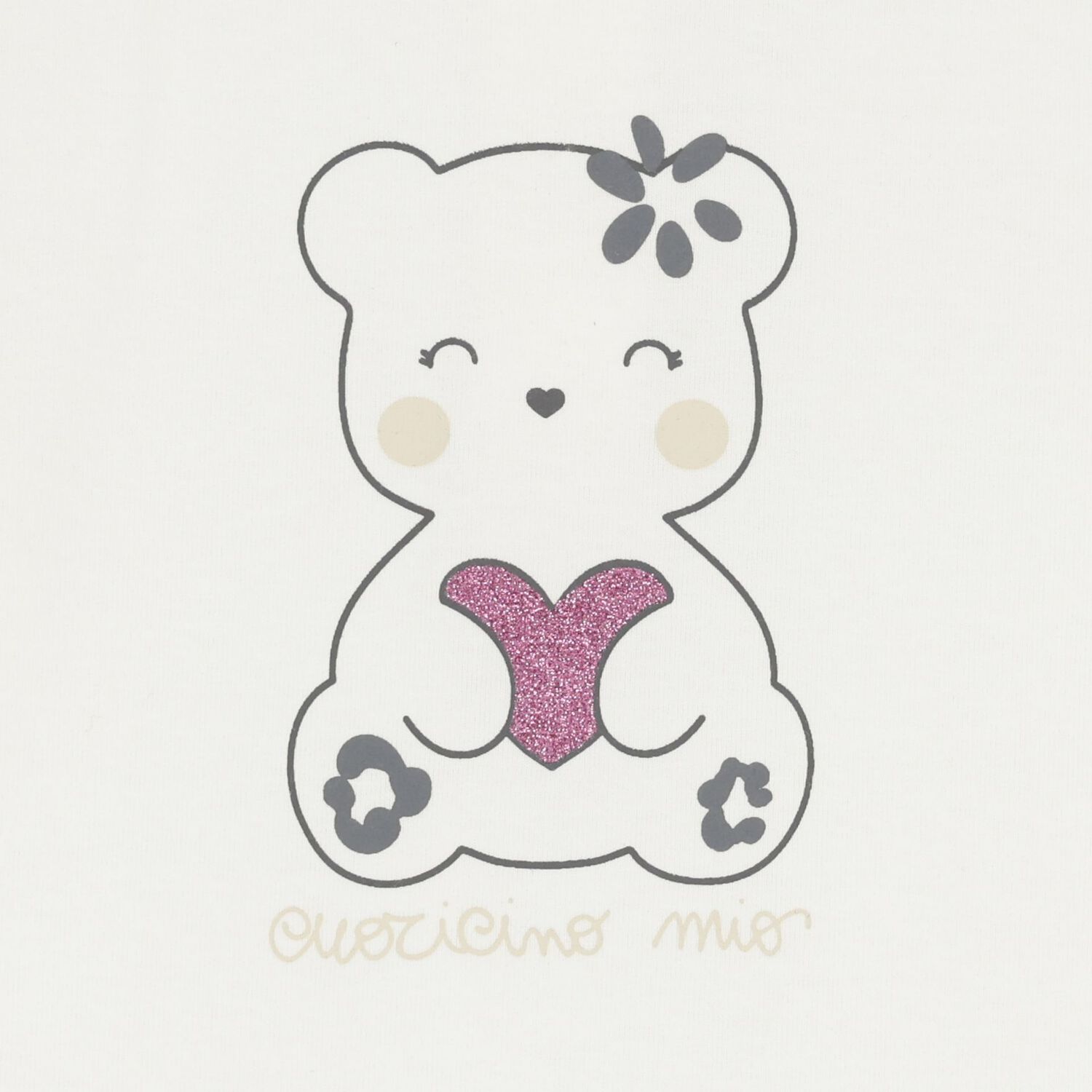 Younger Girls Ivory Teddy Bear Long Sleeve Top, 1, hi-res