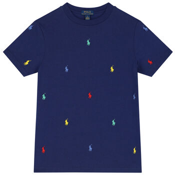 Boys Navy Blue Logo T-Shirt