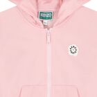 Girls Pink Bokeh Flower Logo Hooded Zip Up Top, 1, hi-res
