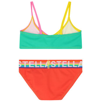 Girls Multi-Colored Logo Bikini