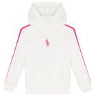 Girls White Logo Hooded Top, 1, hi-res
