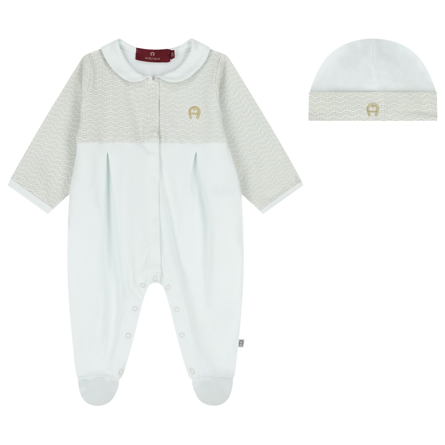Baby Boys Blue & Gold Logo Babygrow Gift Set, 2, hi-res