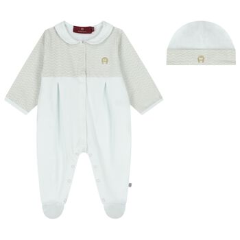 Baby Boys Blue & Gold Logo Babygrow Gift Set
