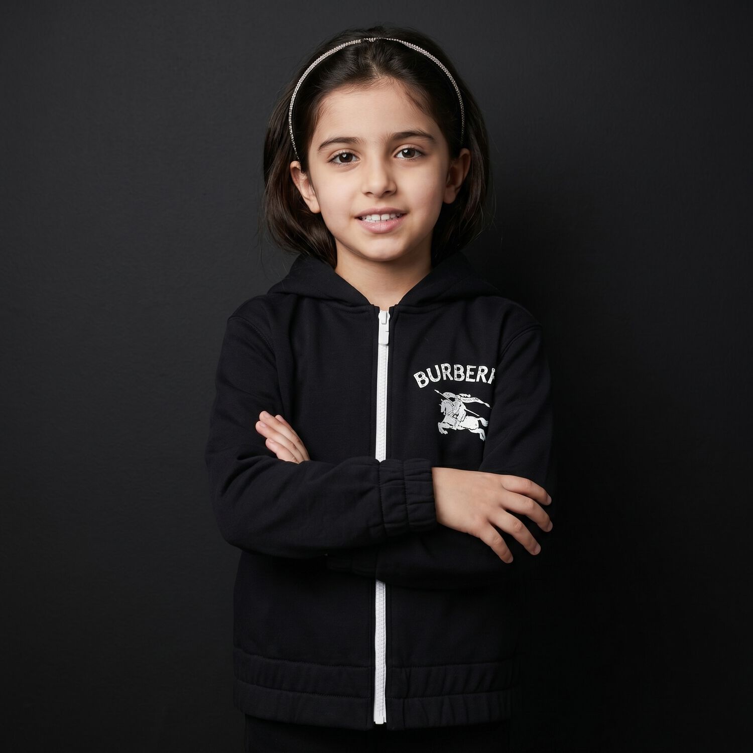 Boys Black EKD Logo Hooded Zip Up Top, 1, hi-res