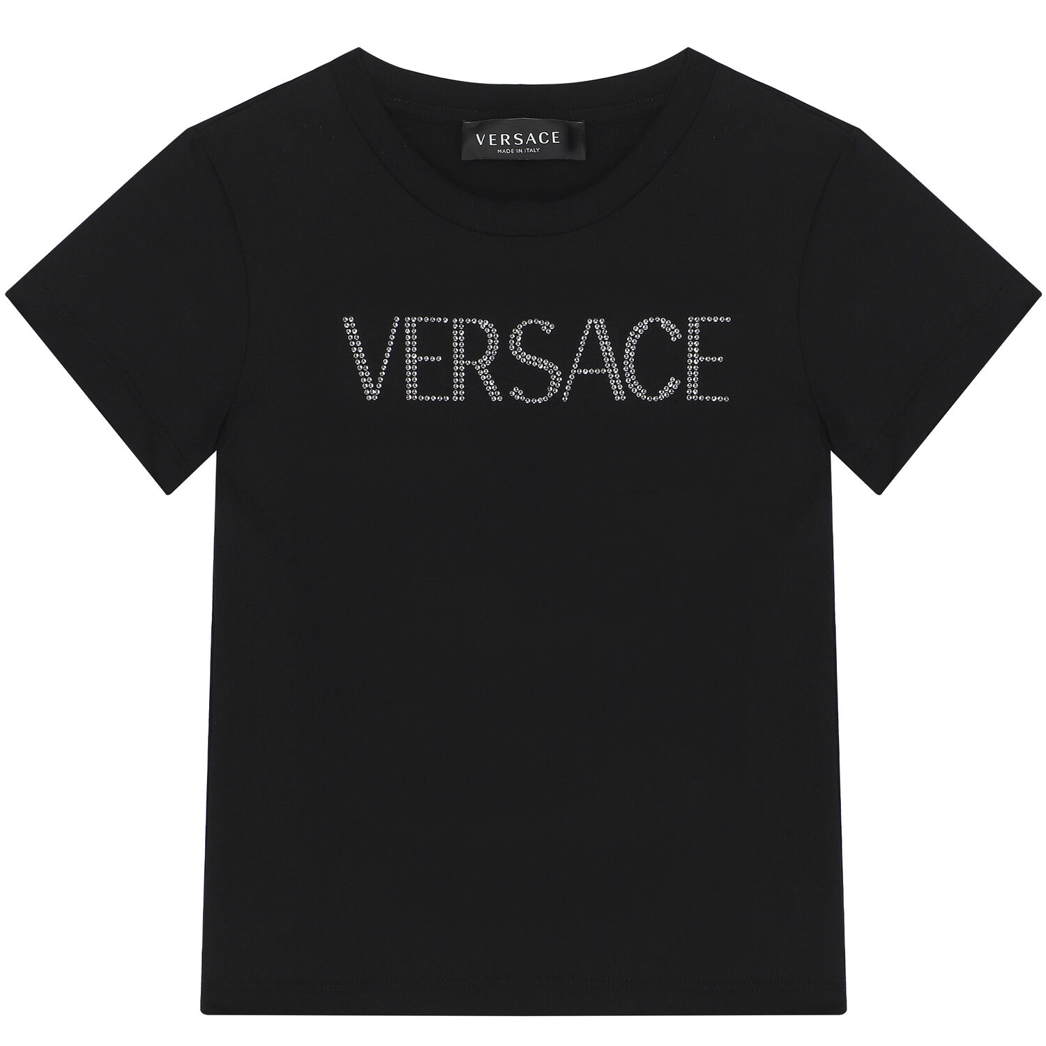 Girls Black Embellished Logo T-Shirt, 2, hi-res image number null