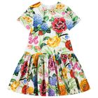 Girls Ivory Floral Dress, 1, hi-res