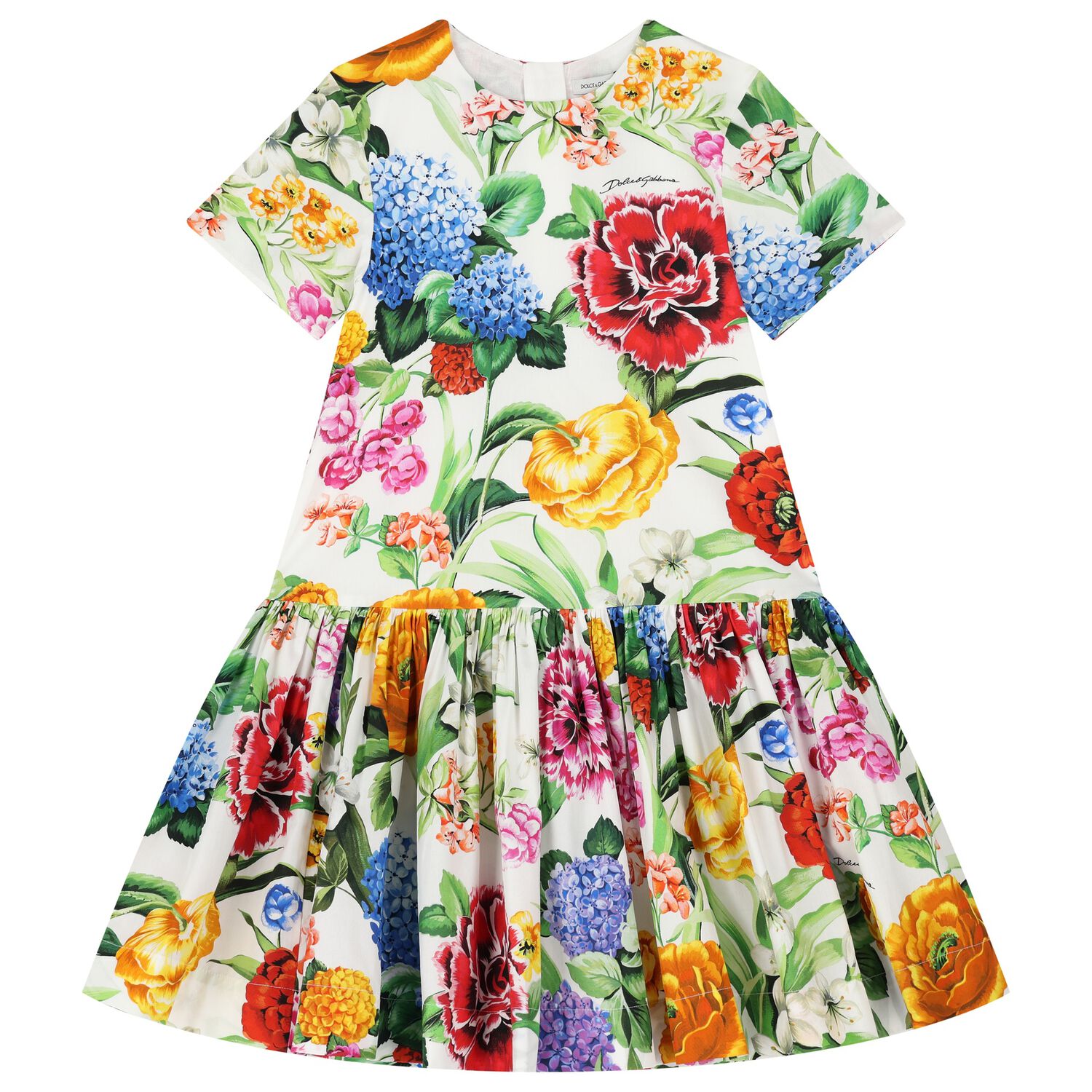 Girls Ivory Floral Dress, 1, hi-res
