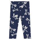 Younger Girls White & Navy Blue Dragonflies Leggings Set, 1, hi-res