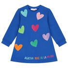 Girls Blue Heart Dress Set, 1, hi-res
