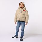 Boys Beige Logo Hooded Top, 1, hi-res